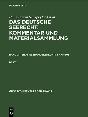 cover image of Seehandelsrecht [§ 474–905]